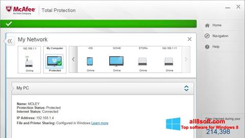 截图 McAfee Total Protection Windows 8