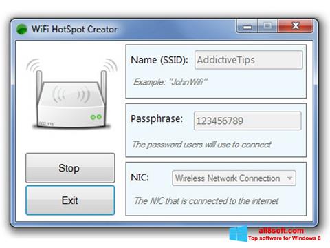 截图 Wi-Fi HotSpot Creator Windows 8
