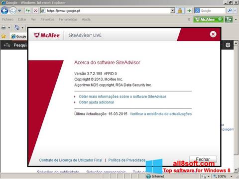 截图 McAfee SiteAdvisor Windows 8